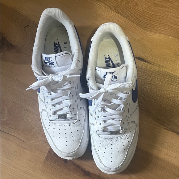 Nike Air White and Blue Sneakers - Picture 1 of 6